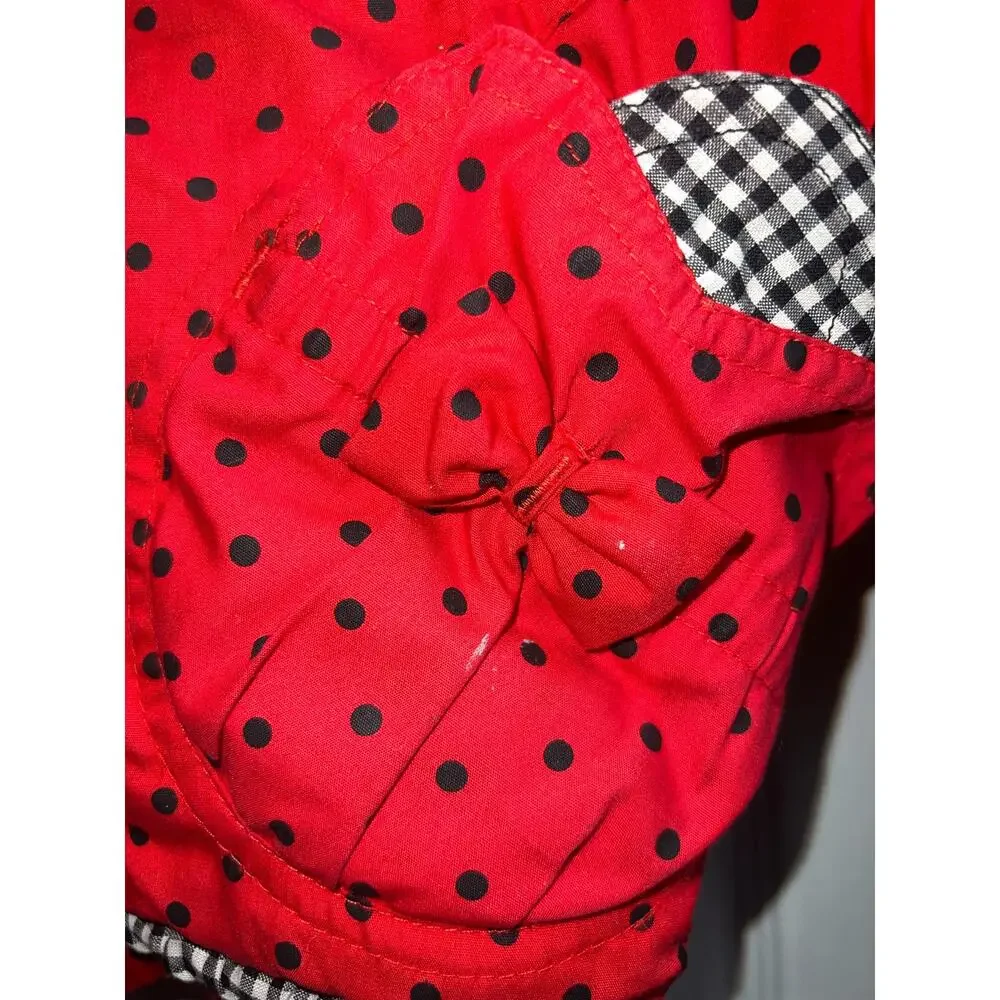 Vintage Red Polkadot and heart toddler puffer coat size 24 months red,black